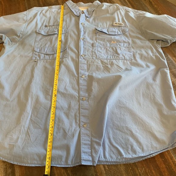Columbia PFG Fishing Men’s XXL/2TG Shirt SS Blue Button Vented Mesh Delta Street - Picture 3 of 9